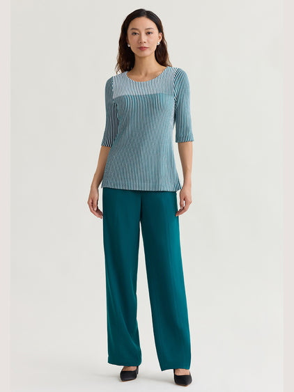 MYO-Lagenlook A-Linie Long-Tunika NAVY-WEIß STREIFEN 42 44 46 48 50 52 54 56 58