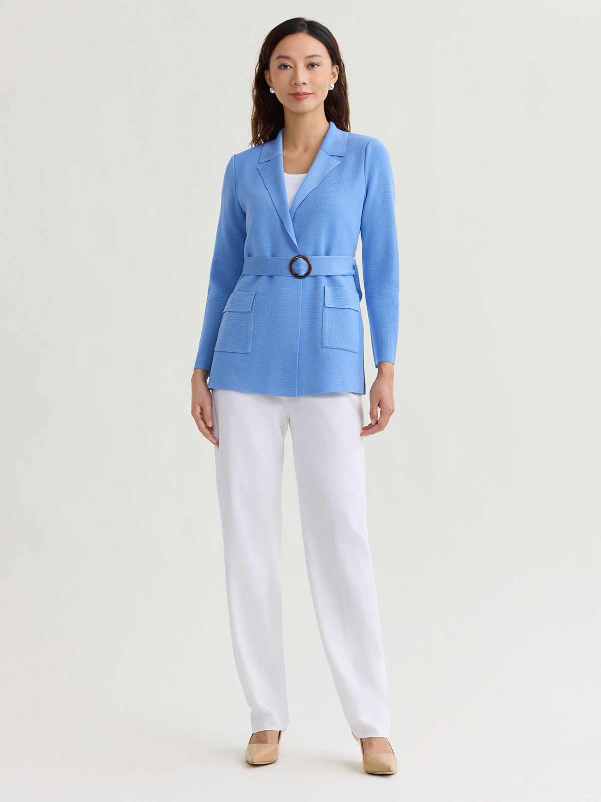 Heritage Belted Tonal Flat Knit Jacket