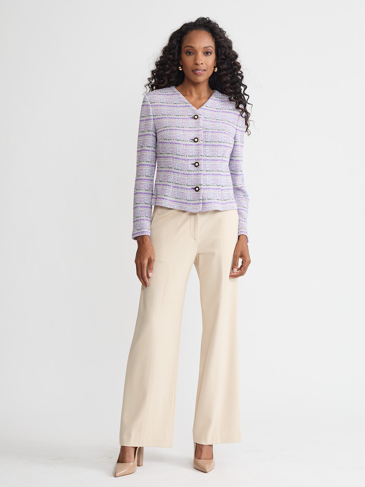 Heritage Plaid Tweed Knit Jacket