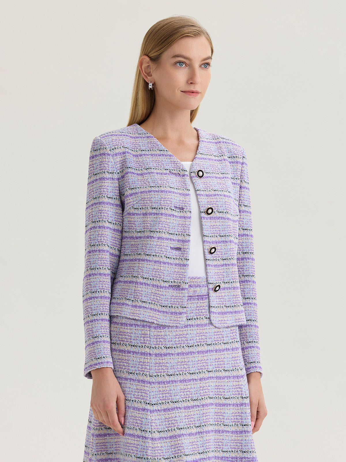 riu Plaid tweed knit jacket ツイード ジャケット R Heritage Plaid Tweed Knit Jacket