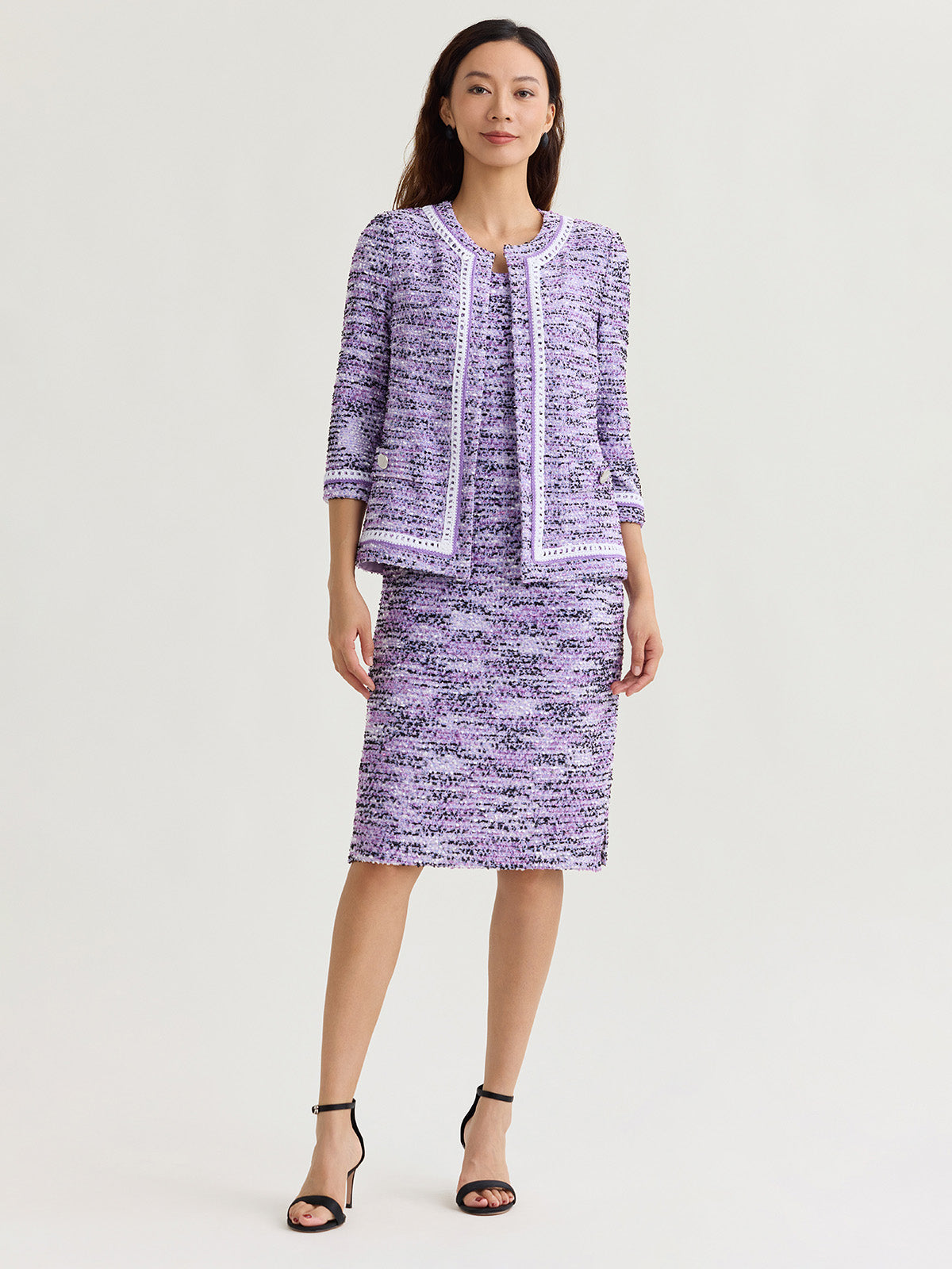 Sleeveless Eyelash Ribbon Knit Sheath Dress