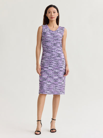 Sleeveless Eyelash Ribbon Knit Sheath Dress Sleeveless Eyelash Ribbon Knit Sheath Dress