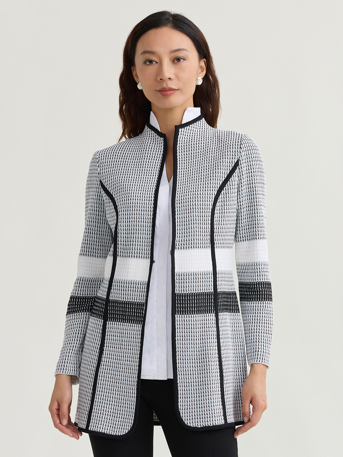 ジャケット・アウター middle tailored jacket Tailored Monochrome Jacquard Knit Jacket