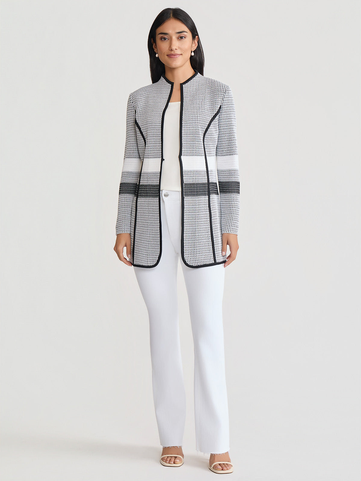 Tailored Monochrome Jacquard Knit Jacket