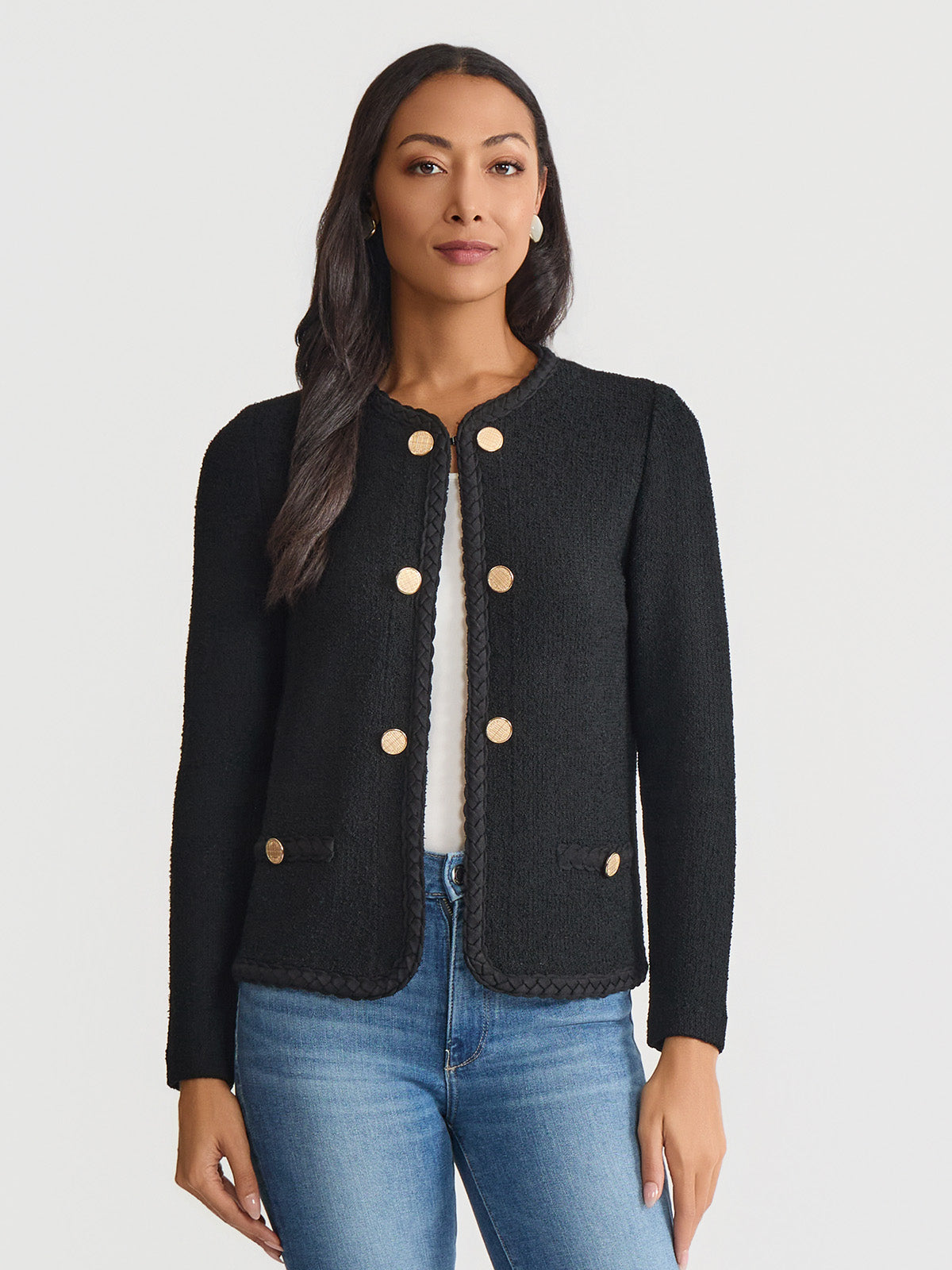 Relaxed Lightweight Soft Tweed Knit Jacket