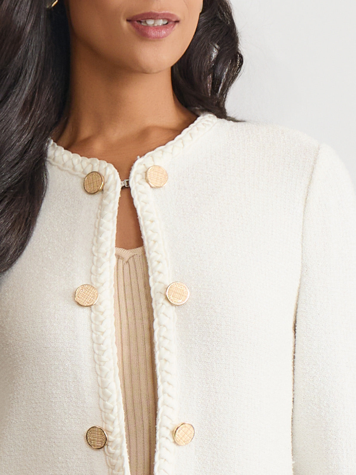 Relaxed Lightweight Soft Tweed Knit Jacket