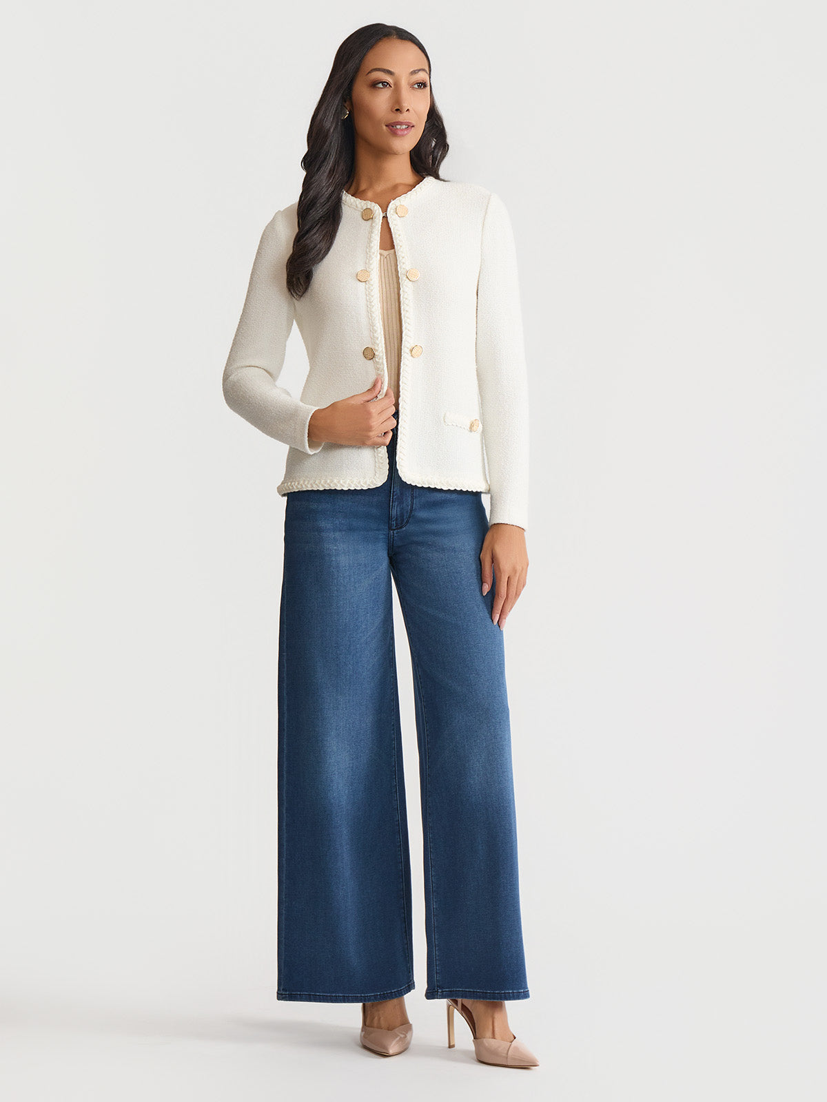 Relaxed Lightweight Soft Tweed Knit Jacket