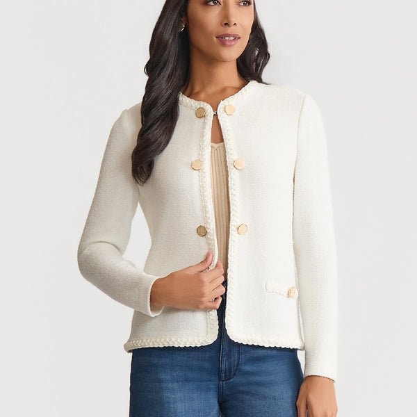 Relaxed Lightweight Soft Tweed Knit Jacket