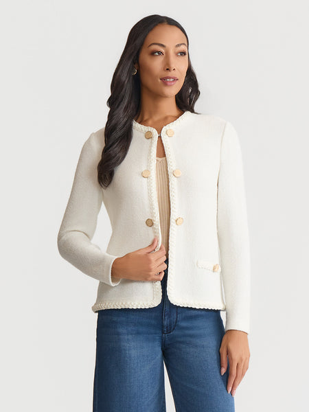 Relaxed Lightweight Soft Tweed Knit Jacket