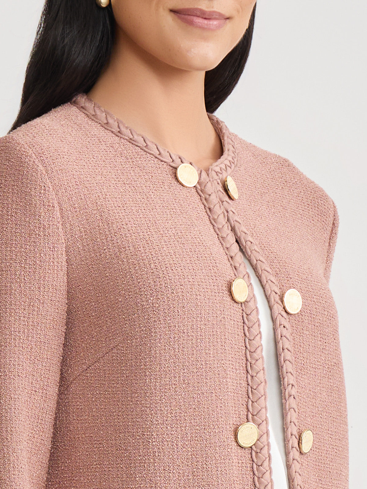 Relaxed Lightweight Soft Tweed Knit Jacket