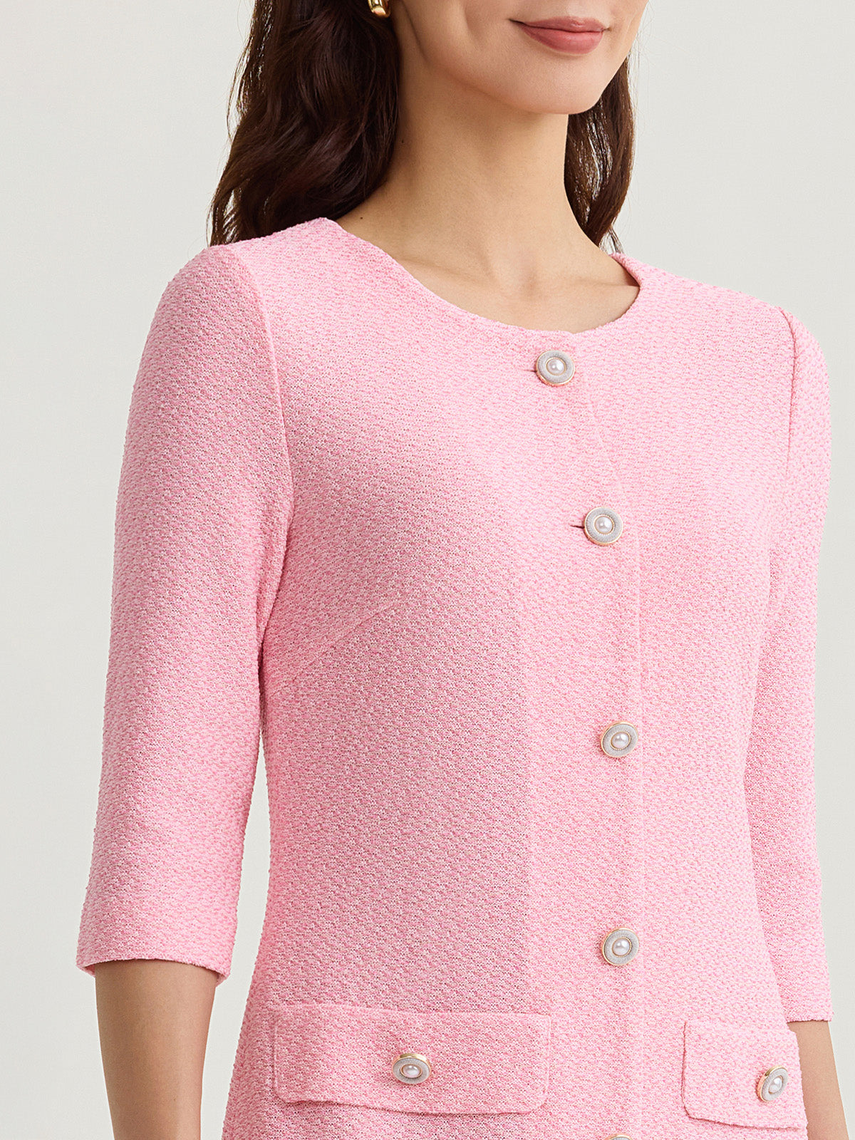 Tri-Color Tweed Knit Sheath Dress