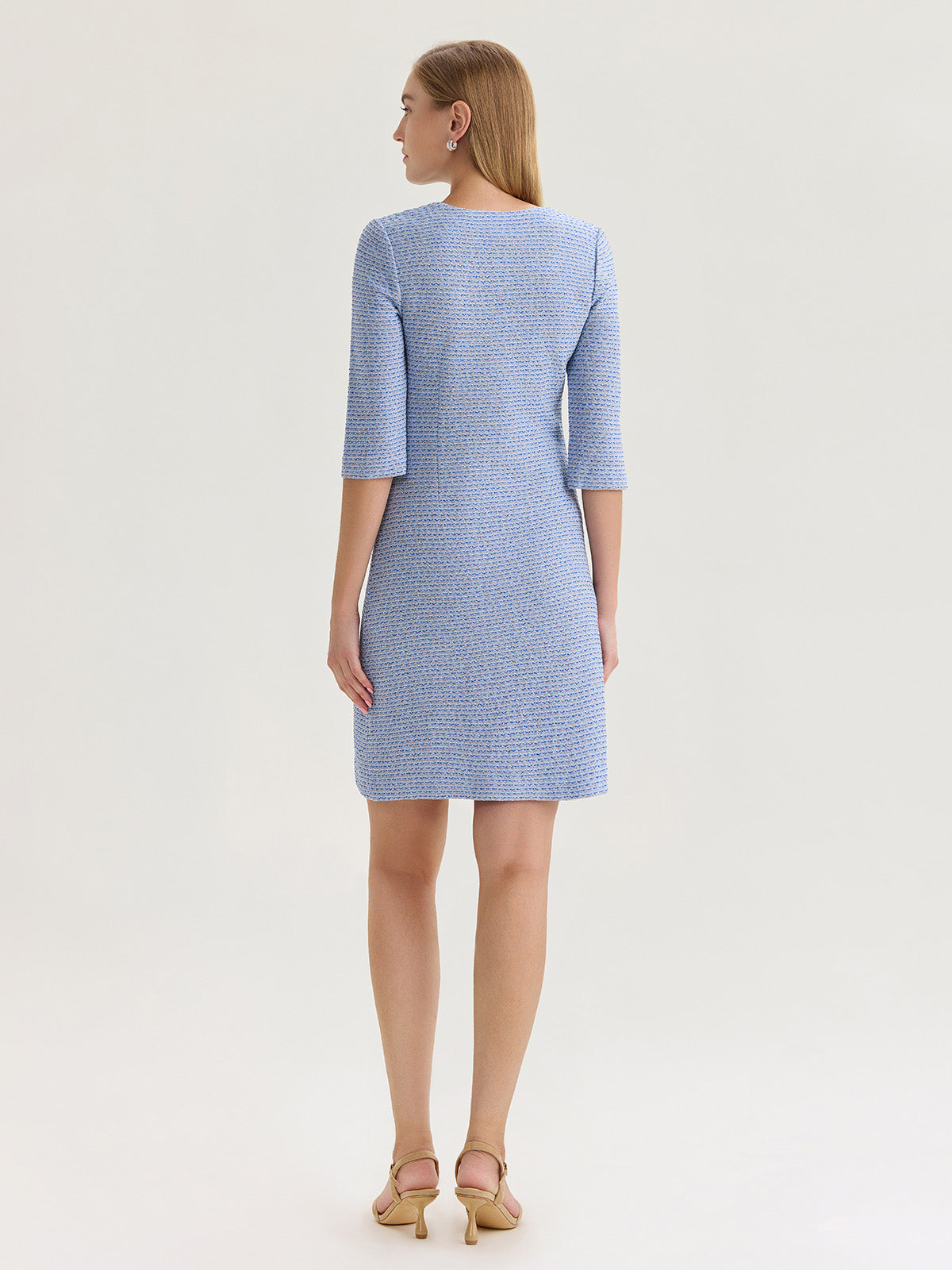 Tri-Color Tweed Knit Sheath Dress