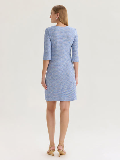 aegean blue color dress Angelina Linen Dress Aegean Blue Nomad the Label US