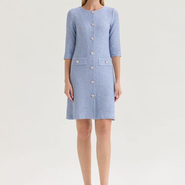 Tri-Color Tweed Knit Sheath Dress Tri-Color Tweed Knit Sheath Dress