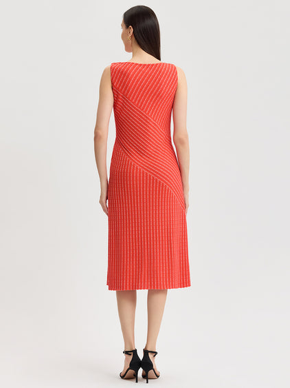 striped knit midi dress Striped Lined Soft Knit Midi Dress
