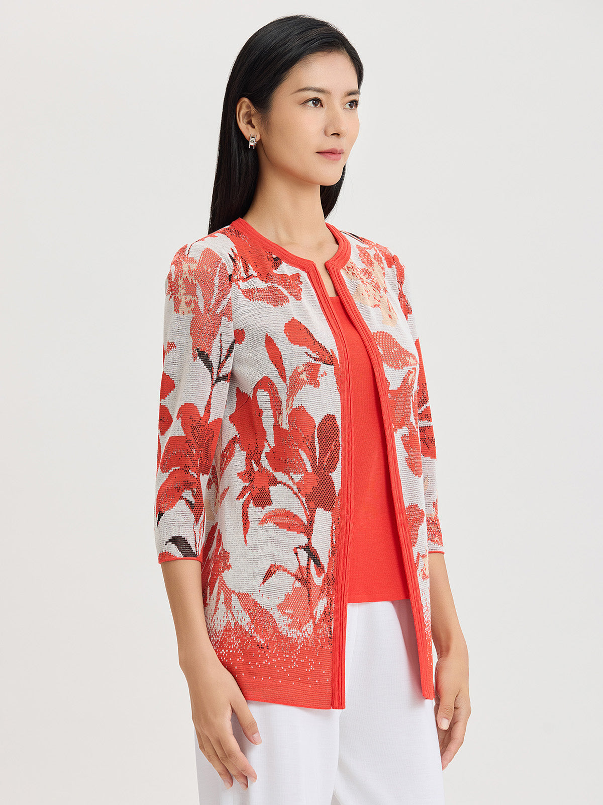 Heritage Floral Jacquard Flat Knit Jacket