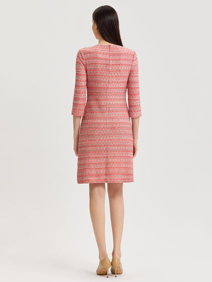 Whipstitch Tweed Knit Sheath Dress