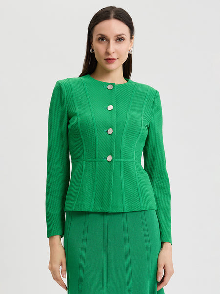 Tailored Tonal Princess Seam Knit Jacket