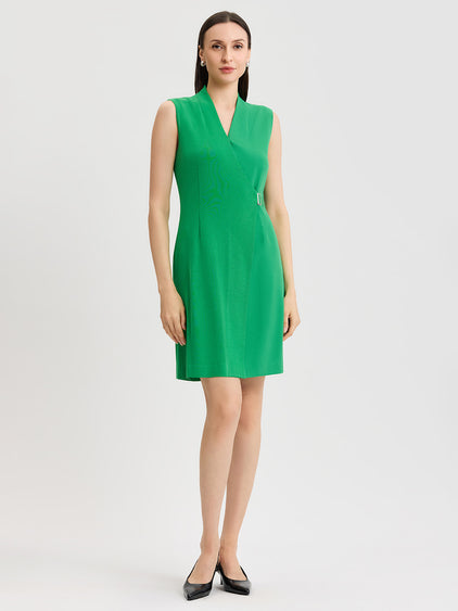 Mixed Media Faux Wrap Dress Mixed Media Faux Wrap Dress