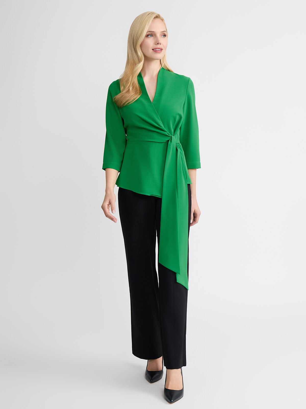 Crepe de Chine Wrap Blouse