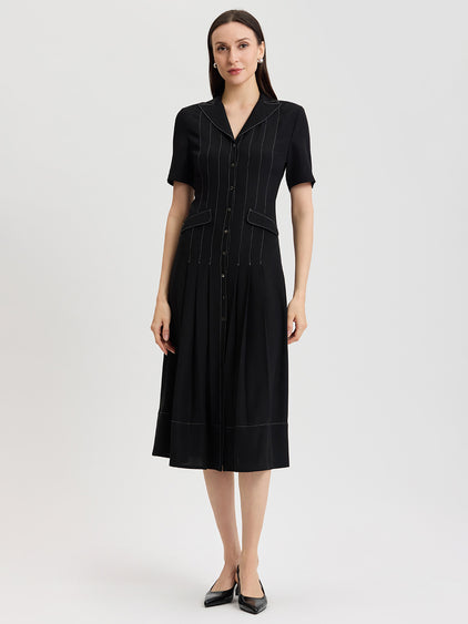 Fit & Flare Monochrome Crepe Maxi Dress In Black Fit & Flare Monochrome Crepe Maxi Dress In Black
