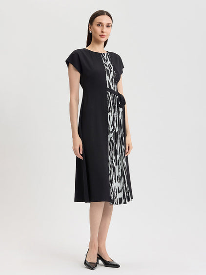 midi animal print dresses for women Leo Print Mock Midi Dress