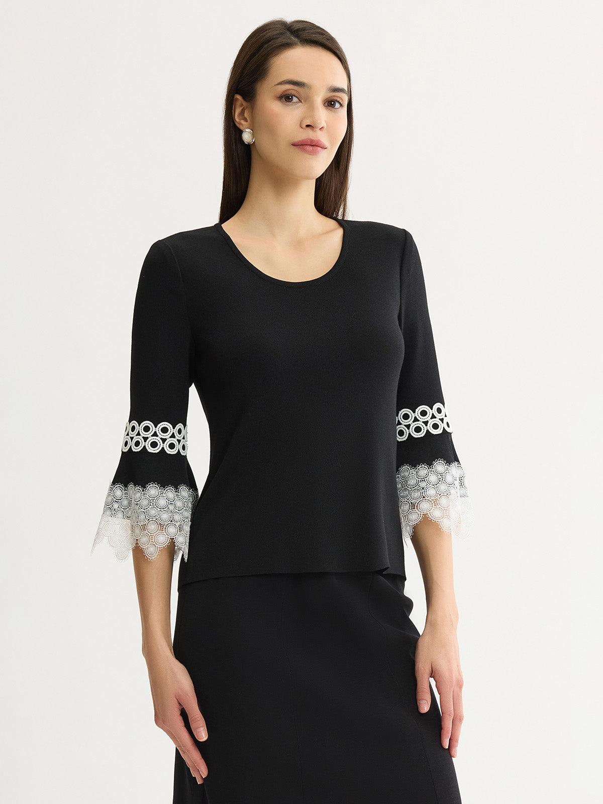 Lace Applique Soft Knit Top