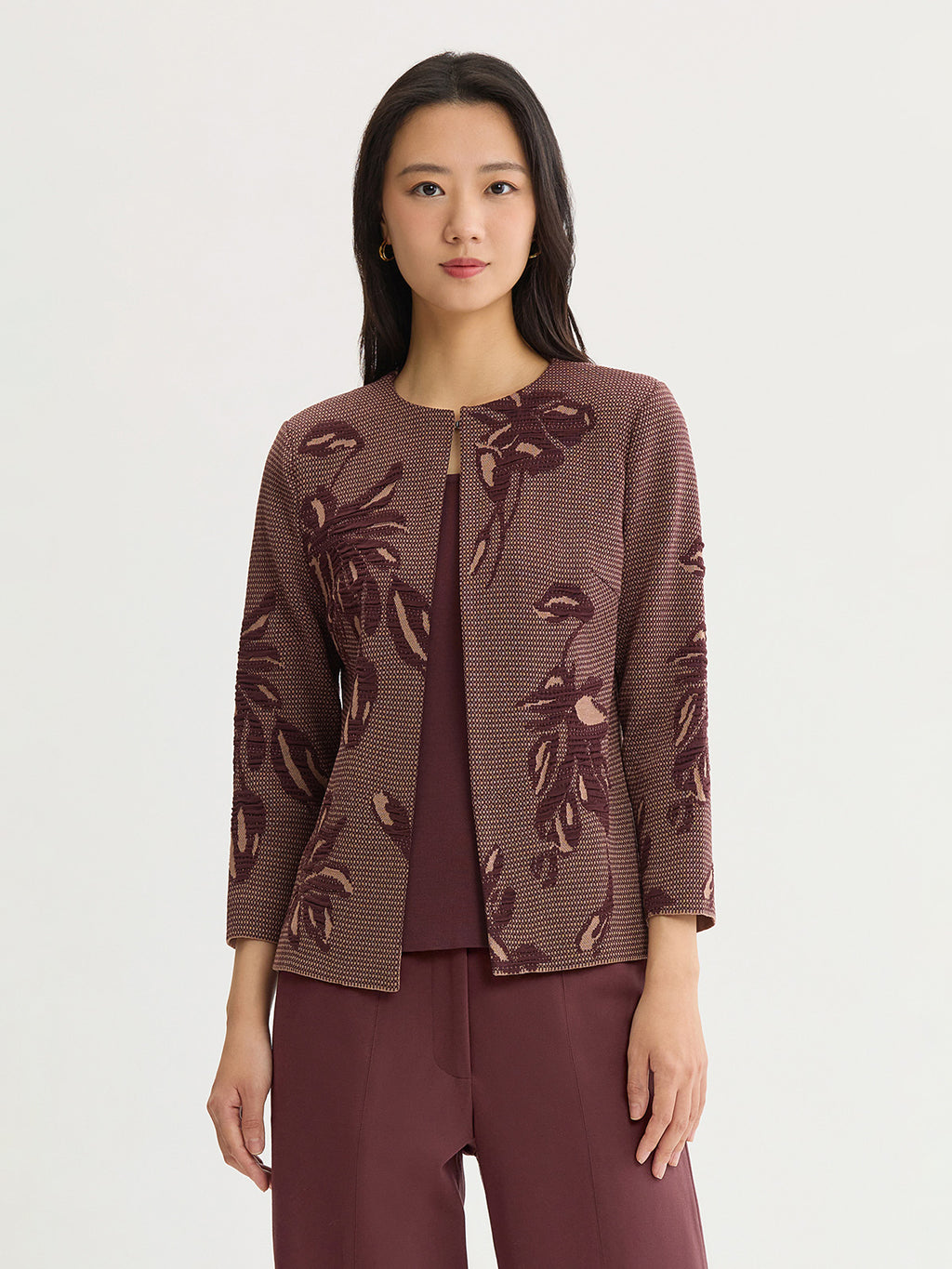 Heritage Floral Jacquard Flat Knit Jacket