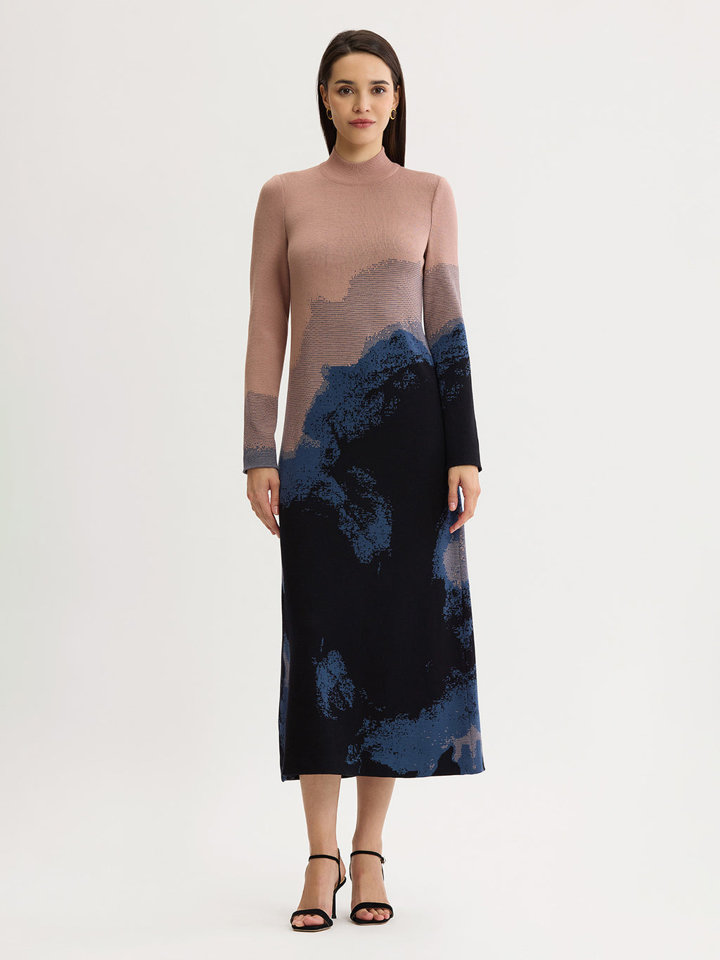 新品同様✨マディソンブルー　 SOILOR KNIT LONG DRESS Landscape Mock Neck Knit Maxi Dress