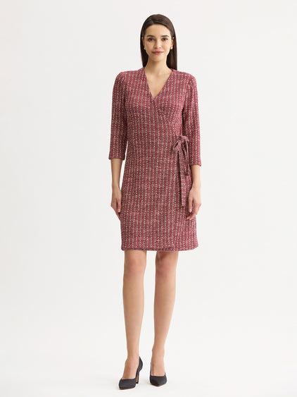 wrap dress knit Tweed Jacquard Garnet hill