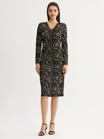 sheath dress knitted Lurex Abstract Soft Knit hand knitted dress
