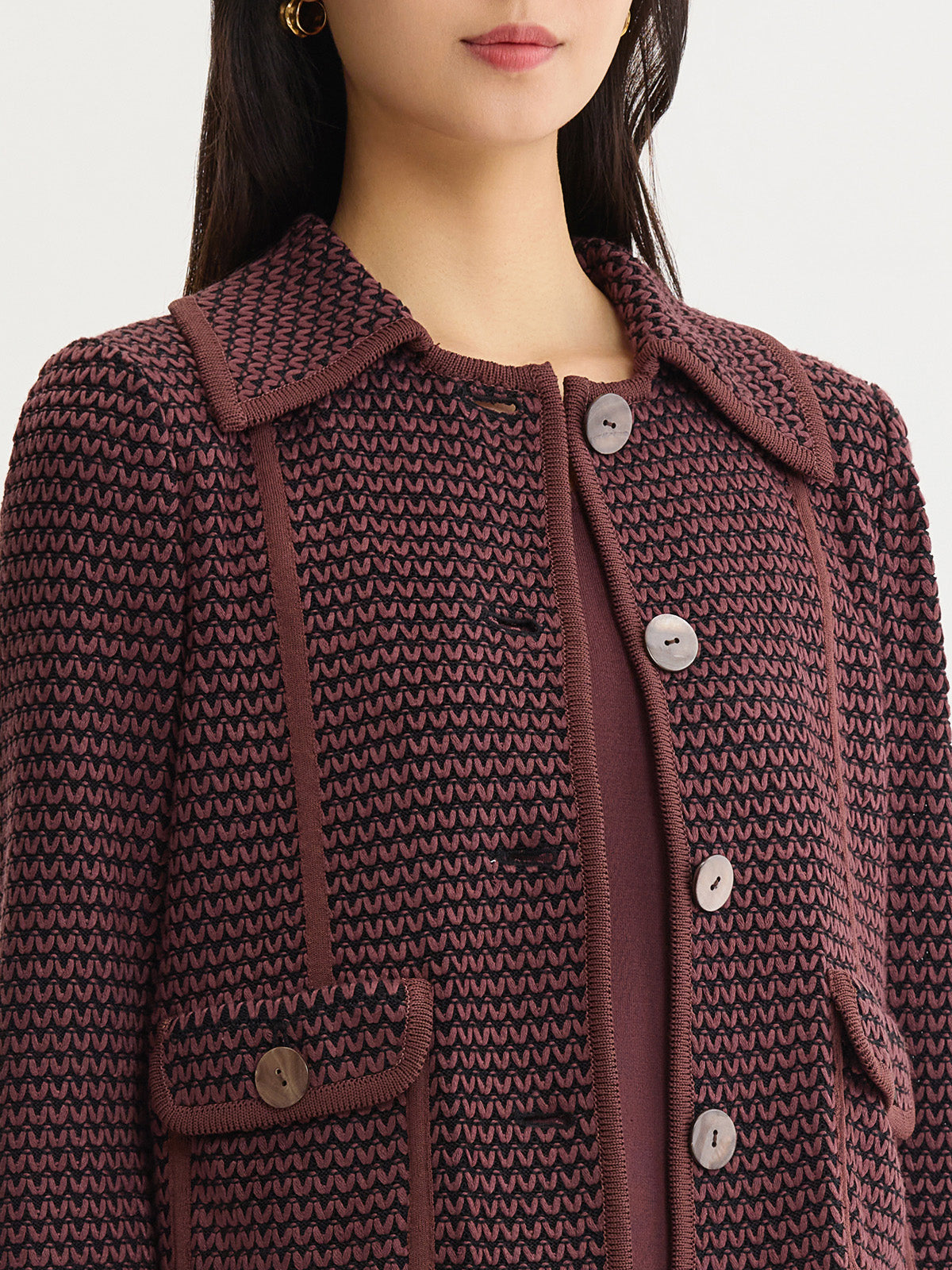 Relaxed Zig-Zag Knit Jacket