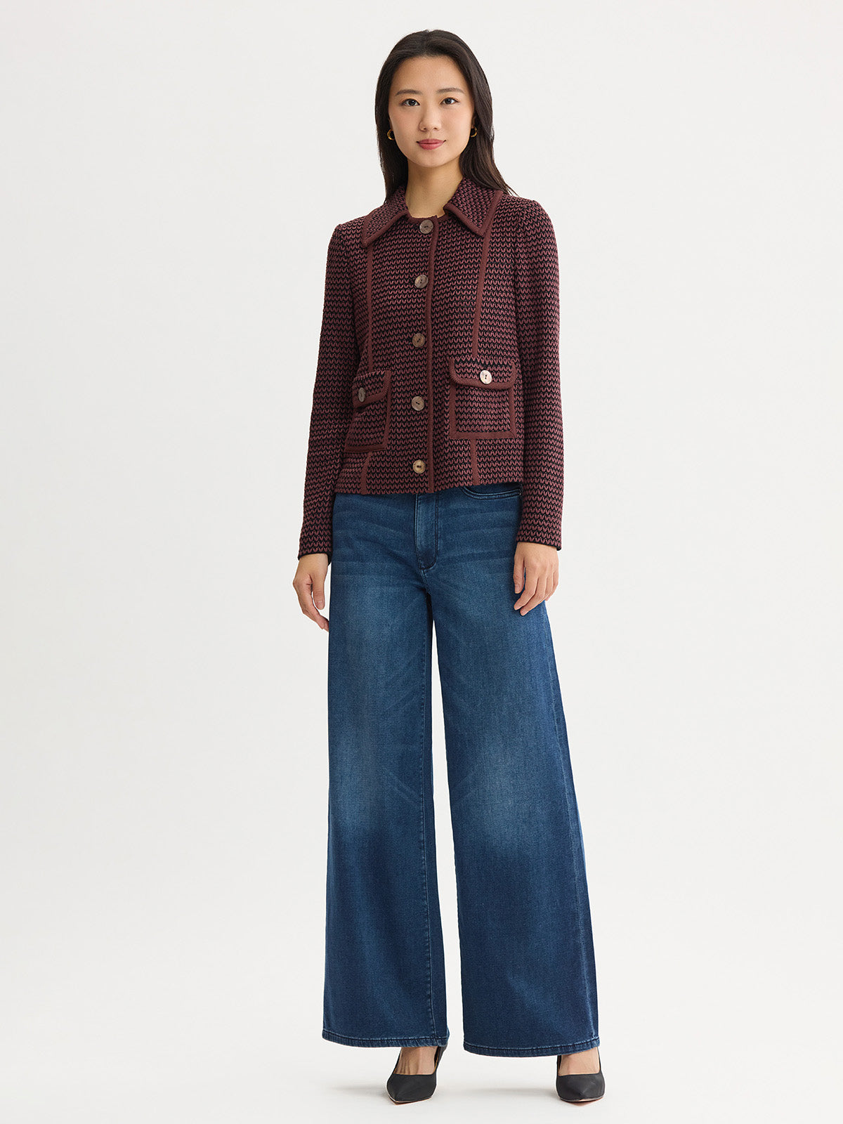 Relaxed Zig-Zag Knit Jacket