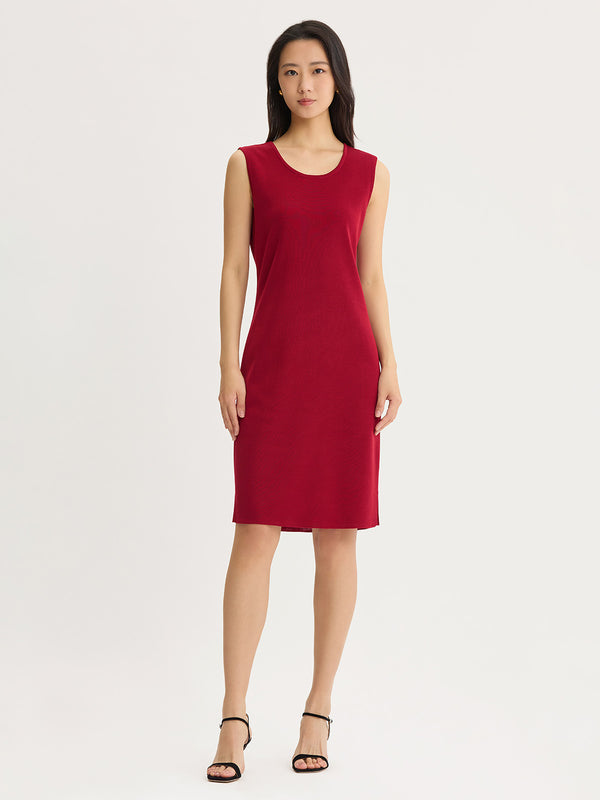 red knit sheath dress Sleeveless Corduroy