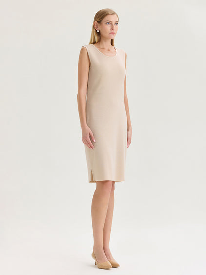 Sleeveless Sheath Knit Dress Biscotti / S