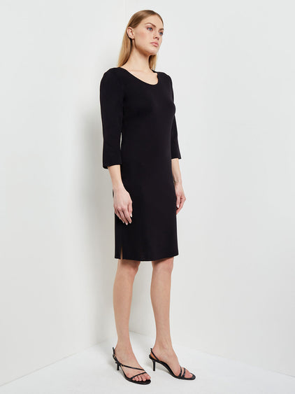 Misook Scoop Neck 3/4 Sleeve Dress - Black Misook Scoop Neck 3/4 Sleeve Dress - Black