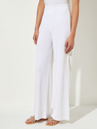 Palazzo Knit Pant in White Premium Details