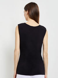 V-Neck Knit Tank Top, Black