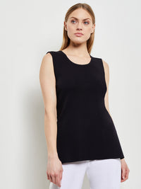 Long Classic Knit Tank Top, Black