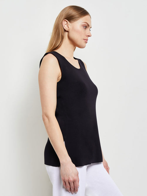 Long Classic Knit Tank Top, Black