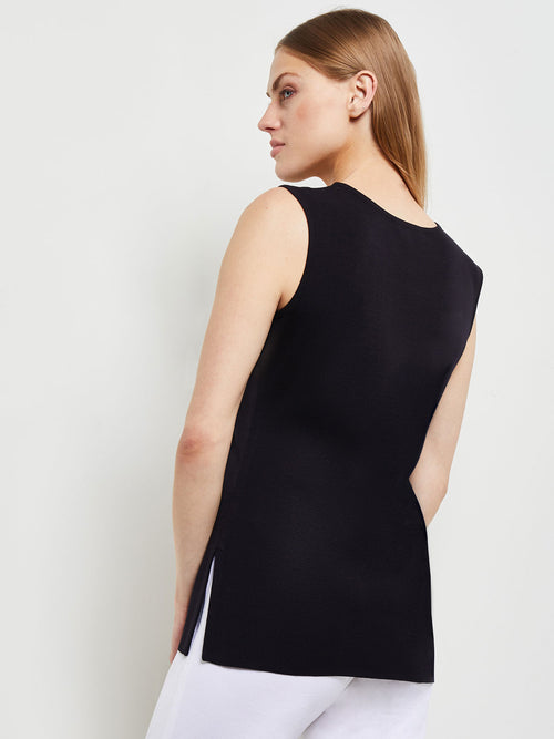 Long Classic Knit Tank Top, Black