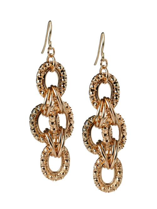 Gold Hammered Rings Drop Earrings, Gold | Misook