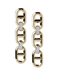 Two-Tone Buckle Link Drop Earrings, Gold/Silver | Misook