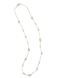 Two-Tone Buckle & Rolo Link Necklace, Gold/Silver | Misook