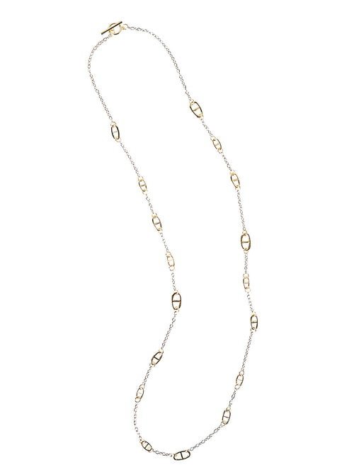 Two-Tone Buckle & Rolo Link Necklace, Gold/Silver | Misook