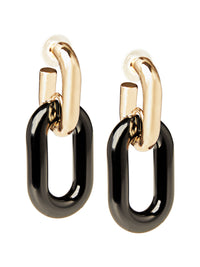 Gold & Black Resin Doorknocker Earrings, Gold/Black | Misook