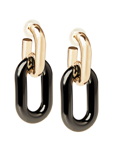Gold & Black Resin Doorknocker Earrings