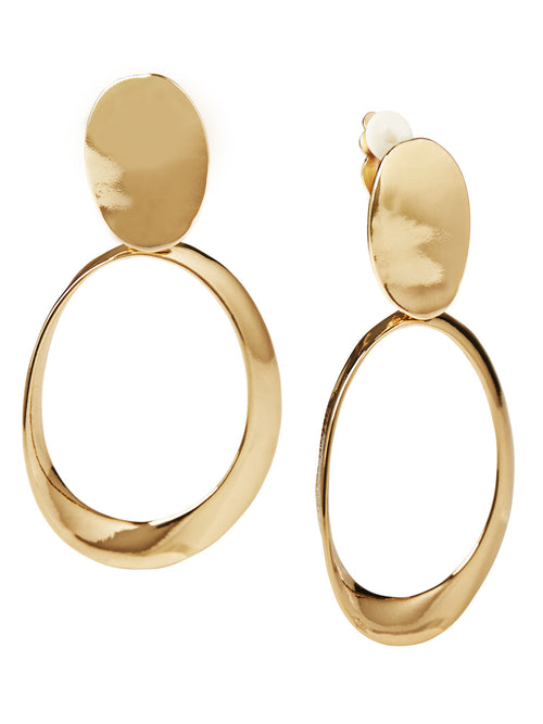 Gold Open Circle Doorknocker Earrings, Gold | Misook
