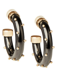 Gold & Black Resin Hoop Earrings, Gold/Black | Misook