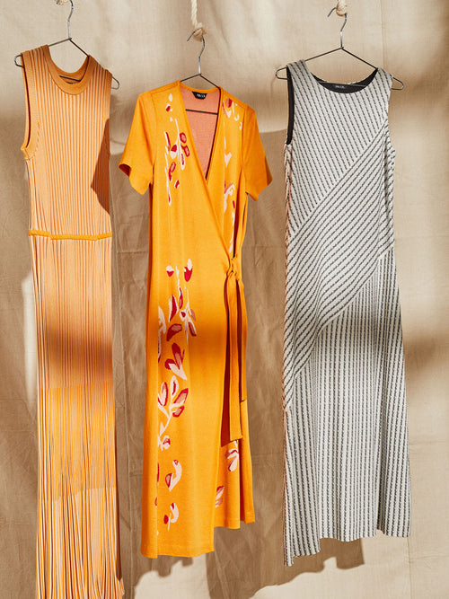 Floral Embroidery Wrap Knit Dress